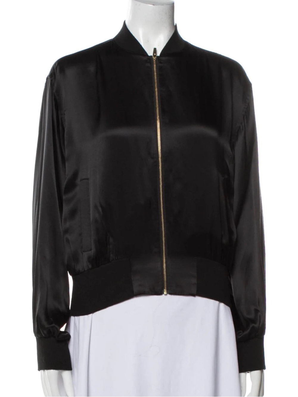 ATM Anthony Thomas Melillo Black Silk Bomber Jacket